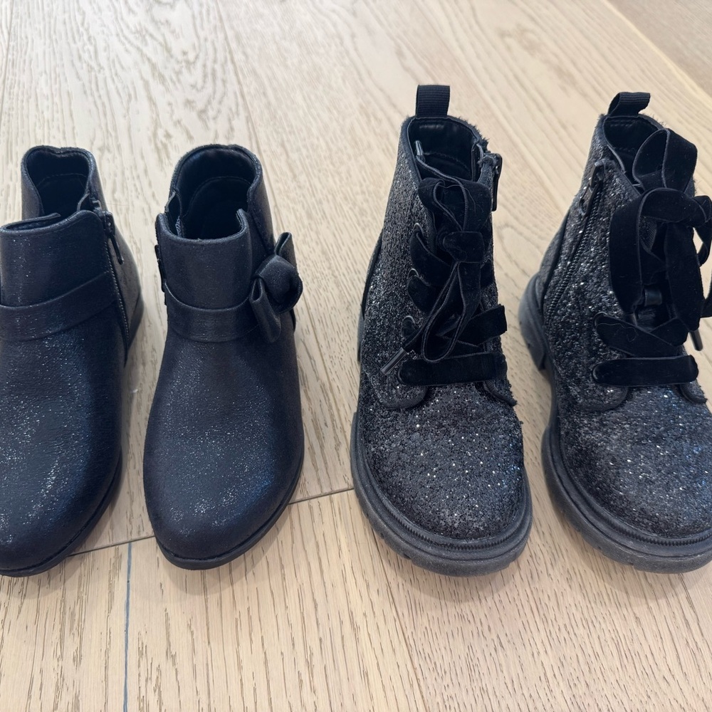 Cat & Jack Glittery Black Kids Boot Bundle